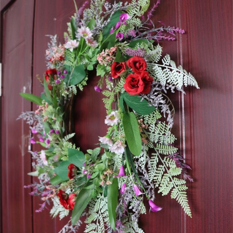 Artificial Floral Garlands With Faux Blooms Accessory For Door Wall Hanging Indoors Outdoor Celebration Event