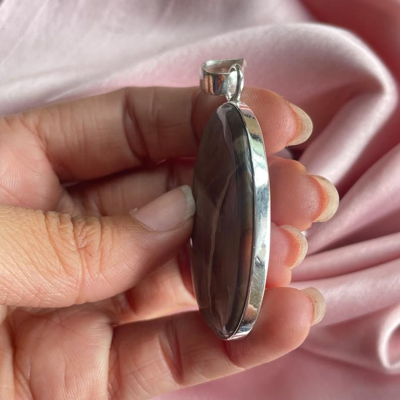 Porcelain Jasper Pendant With Silver Chain Necklace 925 Sterling Silver Pendant