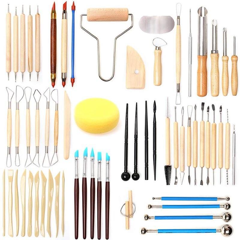 61-Piece Polymer Clay & Pottery Tool Set for DIY Carving and Embossing