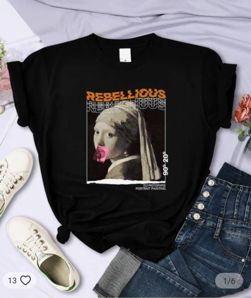 Vtipné tričko pro ženy Módní dámské oblečení s kulatým výstřihem Top 80. léta Graffiti Street Dámské tričko Ležérní Letní Dámské tričko