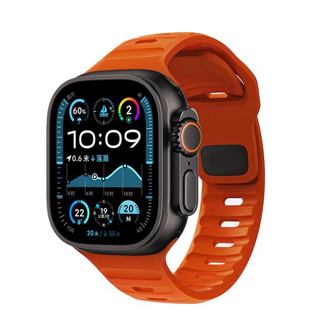 Strap For Apple Watch Band 44mm 49mm 45mm 46 42mm 40mm 41mm sport Silicone bracelet correa iwatch Series 7 6 3 se 8 9 10 ultra 2 S10-46 42 44 45 49mm темно-оранжевого