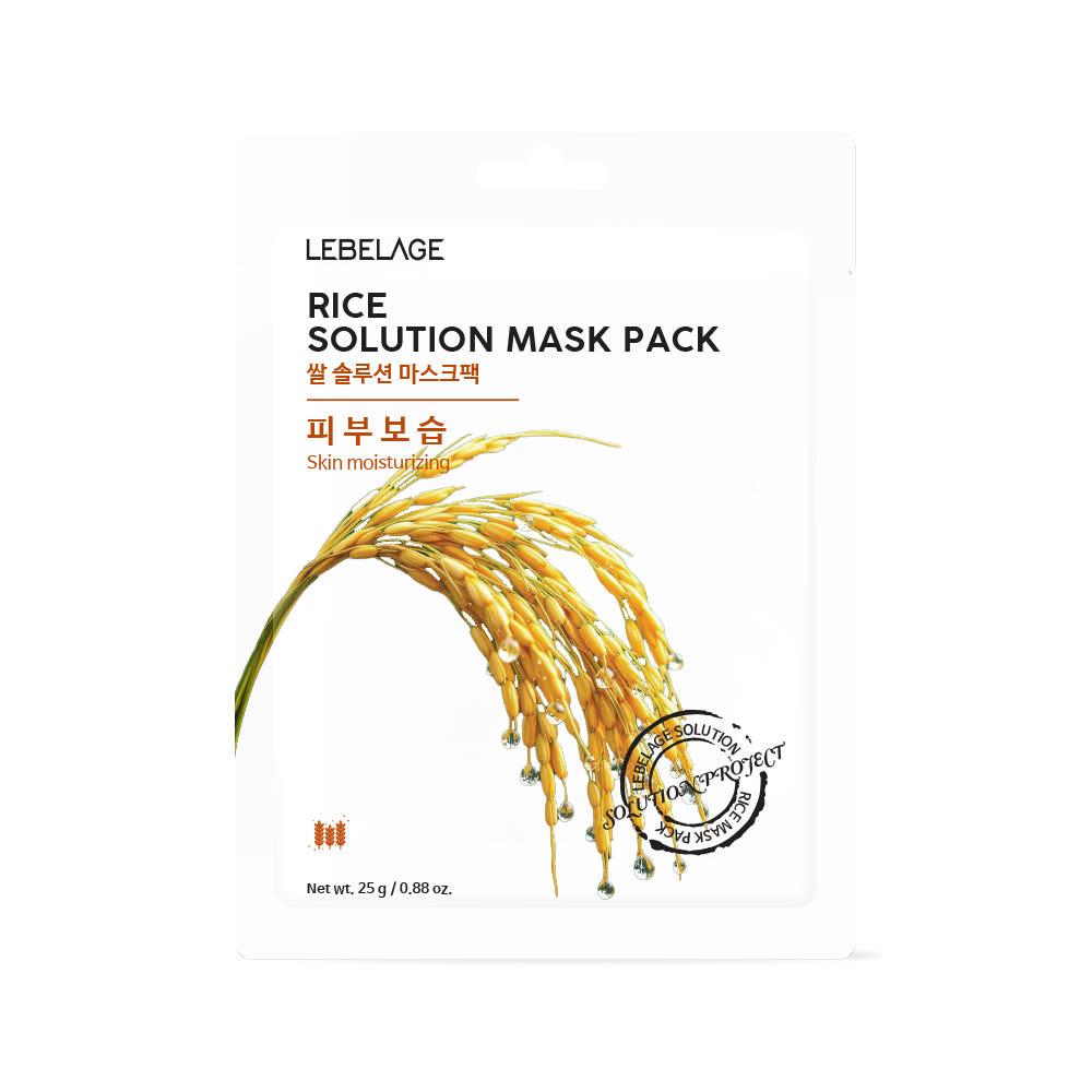 LEBELAGE Rice Solution Mask Pack Clarifying Hydrating 25g [10 Sheets]