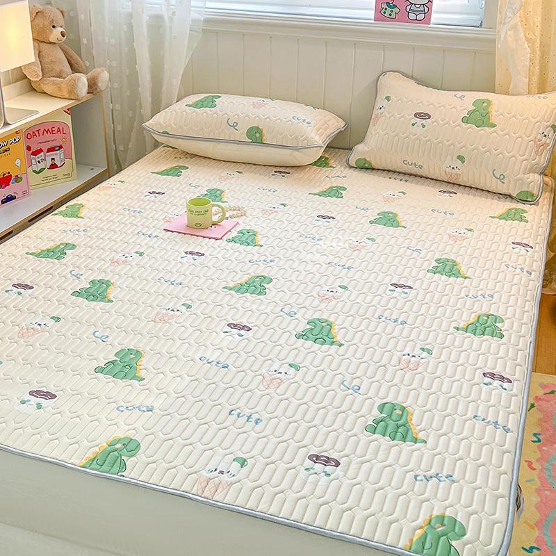 Naturlig Lateks Tykk Sommer Madrass for Seng Høykvalitets Kjølig Følelse Rayon Sengbeskytter og Putetrekk Is Silke Laken Sett Kjølende