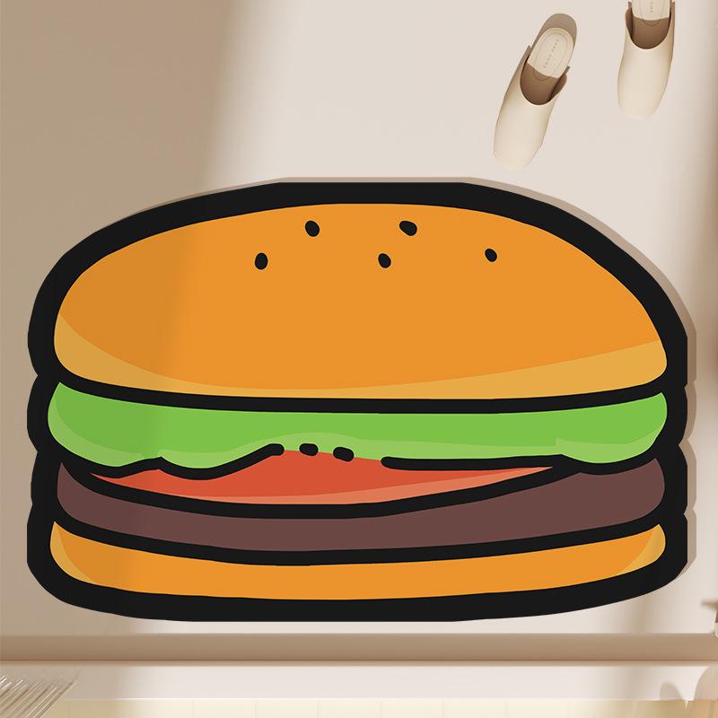 

Diatom Mud Floor Mat Cartoon Hamburger Bathroom Moisture Absorbing Anti-slip Mat Toilet Doorway Fast-dry Wear-resistant Easy-to-main Floor Mat 40 * 60Cm