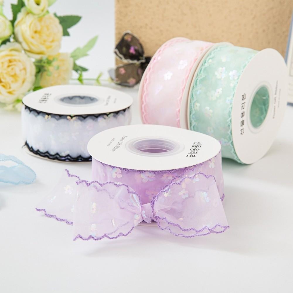 Stripe Pattern Satin Ribbons Sequin Snow Gauze DIY Ribbons New Fabric Ribbons Gift Wrapping