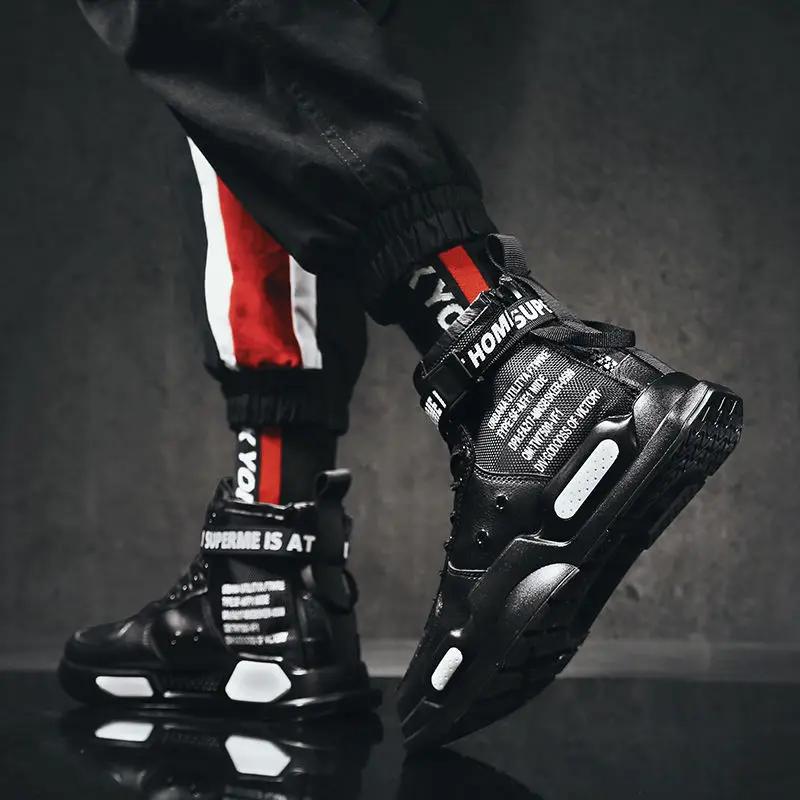 Fashion Men's High Top Fashion Leather Sneakers Trend Hot Sale Comfortable Man Casual Shoes Outdoor Non-slip Breathable Men Shoes