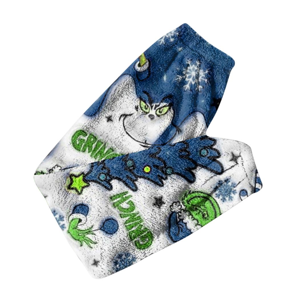 Women's Christmas  Print Trousers With Drawstring Cuffs Casual Pants And Pajamas