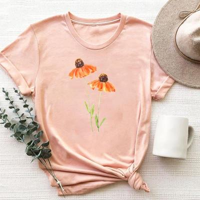 (Asiatische Größe)Kleidung Casual Aquarell Blume Trend 90er Jahre süße Kurzarm T-Shirt Top Mode T-Shirt Frauen Print Lady weibliche Grafik T-shirt