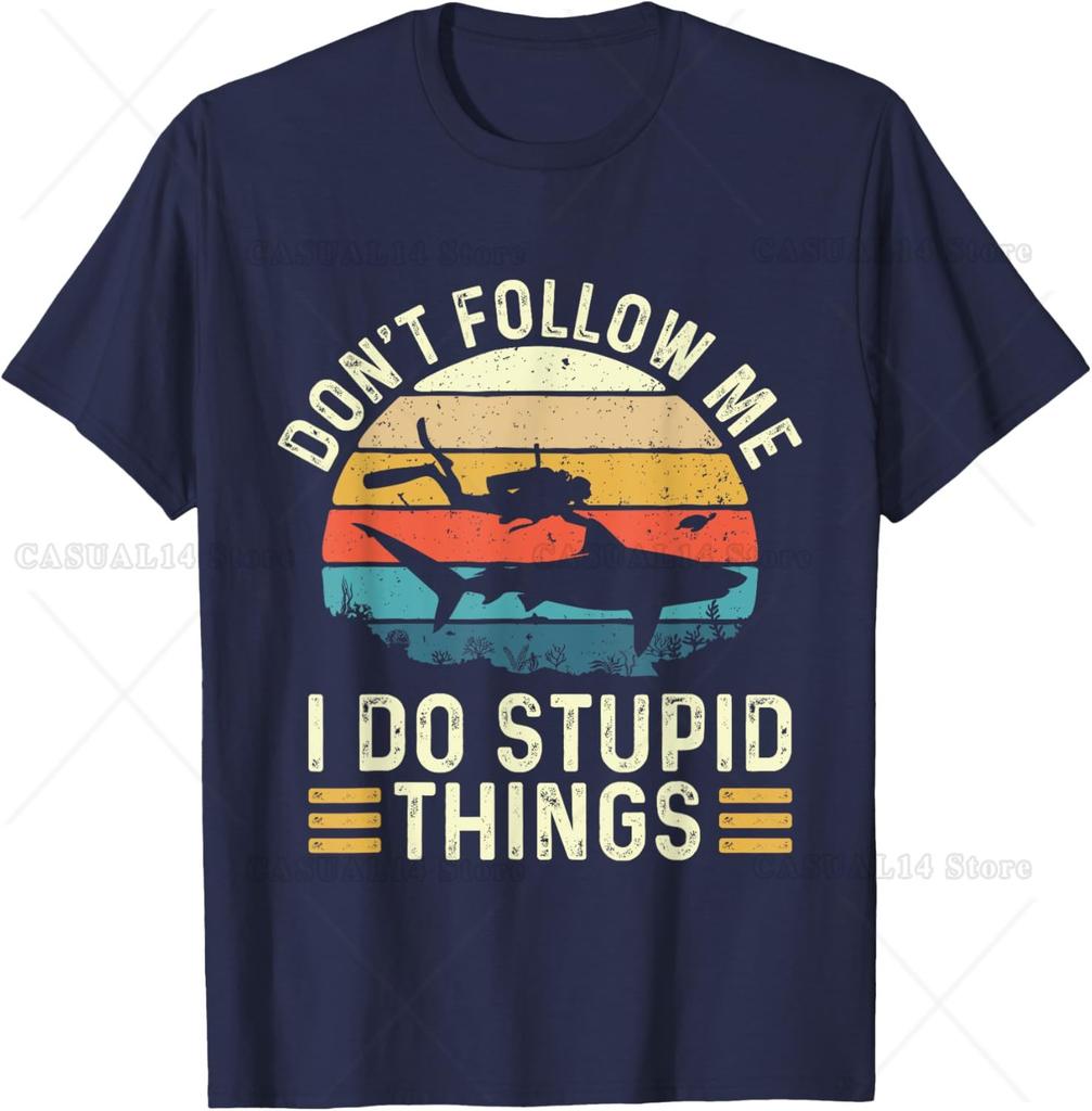 Volg Mij Niet Ik Doe Domme Dingen Duiken Duiker T-shirt Mannen Kleding KATOEN Grafische T-shirts