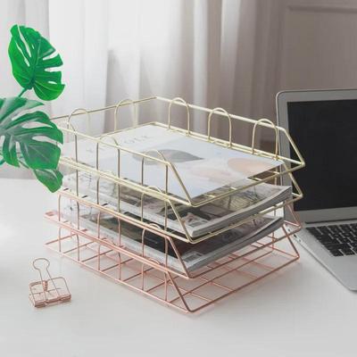 Nordic Desktop Iron Magazine File Rack - A4 Layered Storage Basket
