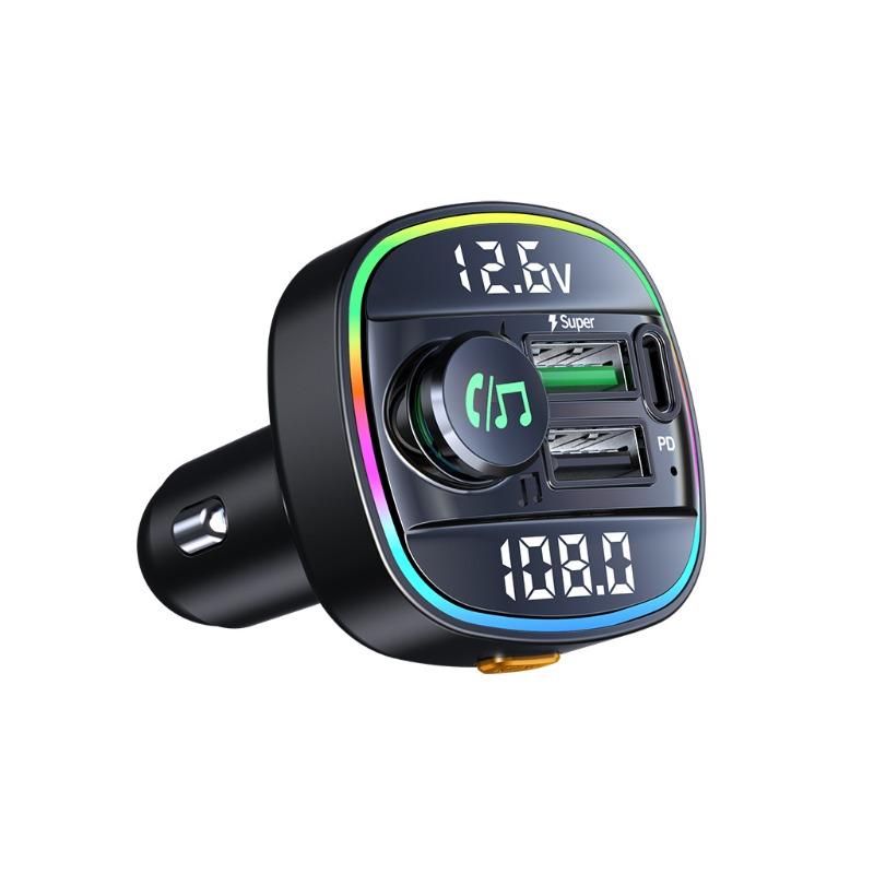C22 Dual Display Voltage Detection Car Mp3 Bluetooth Player Usb Fast Charging Charger Car Fm Transmitter