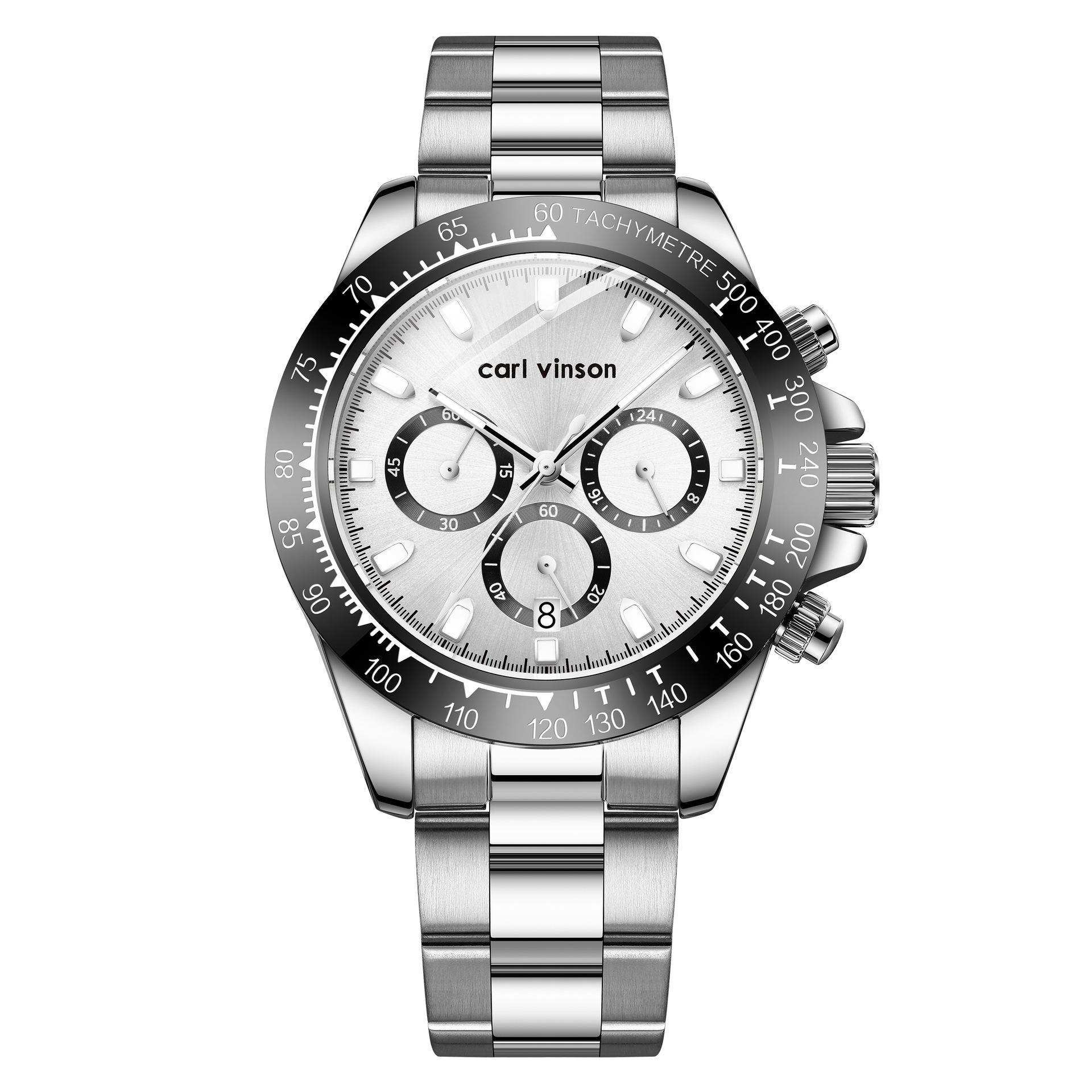 

Мужские часы Многофункциональные Светящиеся в темноте Водонепроницаемые Кварцевые часы Бизнес Часы со стальным ремешком для мужчин