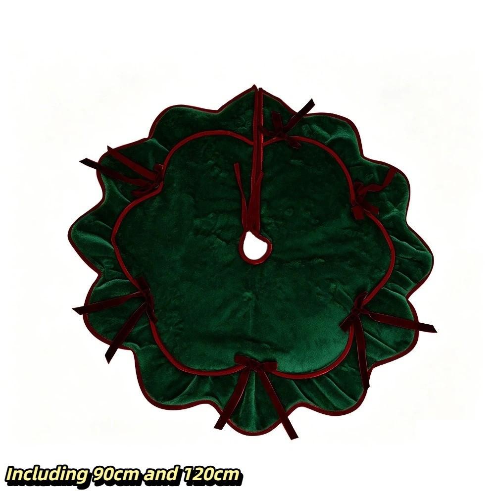 Soft Velvet Christmas Tree Skirt Plush Surface Elegant Edge Velvet Tree Skirt Delicate Trim Rustic Style Furry Tree Skirt