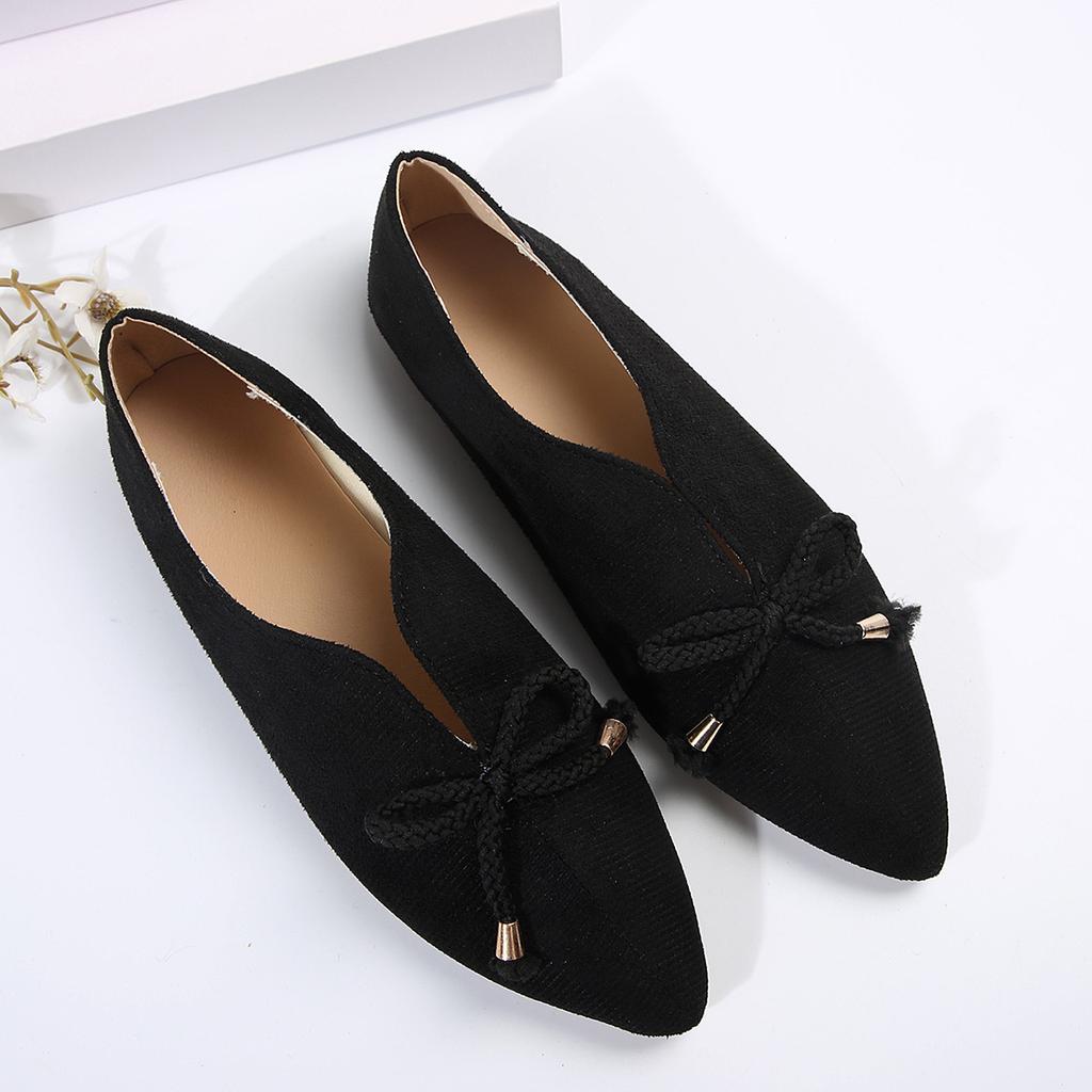 Women's Casual Single Shoes Women's New Flat Bow Pointed Comfortable Women's Shoes