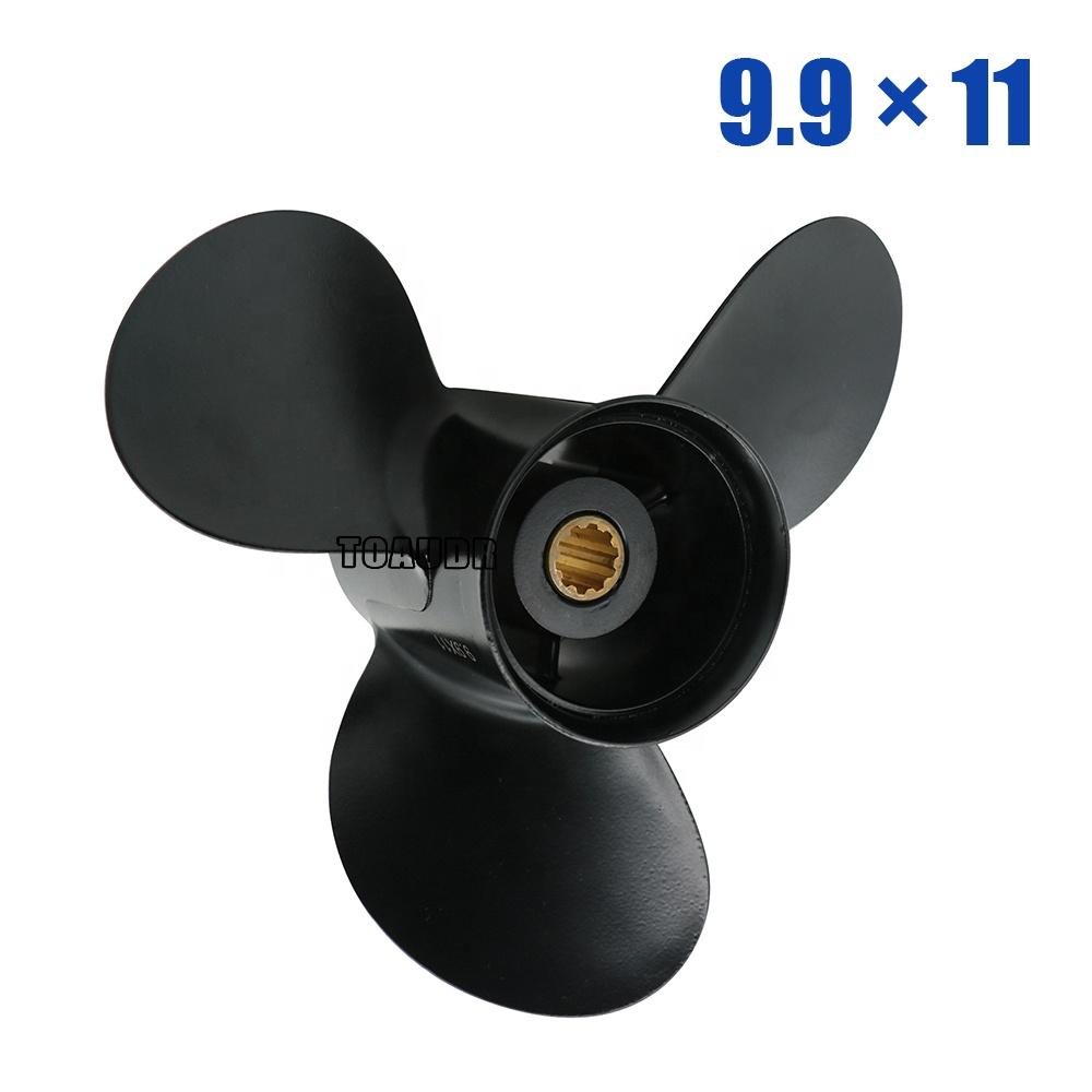 

3R0B645230 Пропеллер, 9.9x11 Для Tohatsu для Mercury для Nissan 25 л.с. 28 л.с. 30 л.с. Подвесные лодочные моторы, Материал из алюминиевого сплава, 10 шлицов чёрный