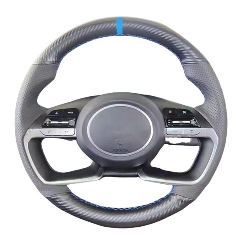 Handgestikt Koolstofvezel Leer Auto Stuurwielhoes Voor Hyundai AVANTE Santa Cruz Tucson Plug I20 Tucson CN7