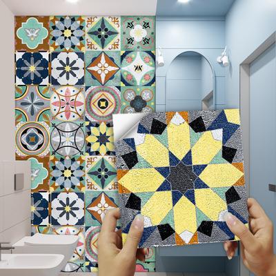 16pcs Retro Moroccan Tiles Wall Sticker Kitchen Backsplash Cupboard Bathroom Decoration Waterproof Self-adhesive Art Wall Decals