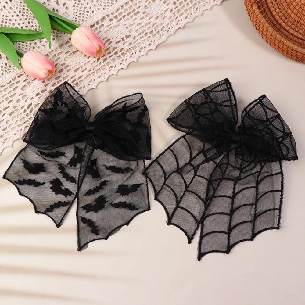 Spring Clip Spider Web Hair Clip Star Halloween Hairpin Creative Bat Head Veil  Wedding
