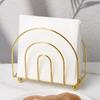 Golden napkin holder, iron tissue holder, three-dimensional hollow tissue box, restaurant square tissue paper storage rack