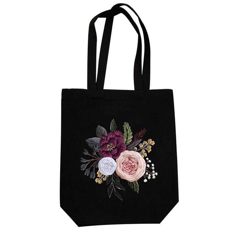 1pc Flower DIY Embroidery Kit for Beginners - Canvas Bag