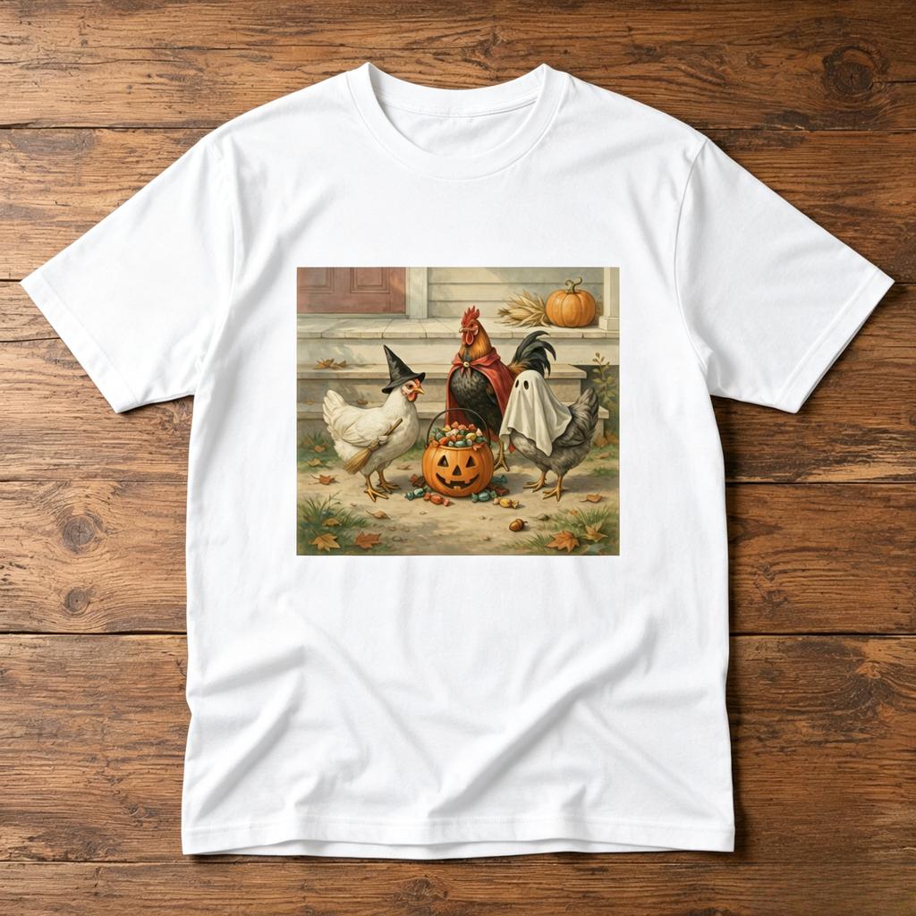 Comfort Colors Chicken Halloween Shirt Funny Trick or Treat Rooster Tee Cute Spooky Season Chicken Lover Graphic TShirt