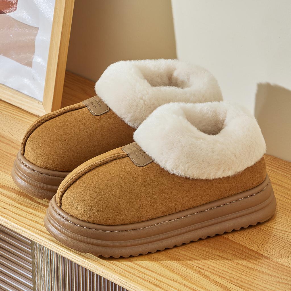 Winter Outer Wear Thick-soled Non-slip Piled Thickened Indoor Home Plush Warm and Heightened Cotton Shoes