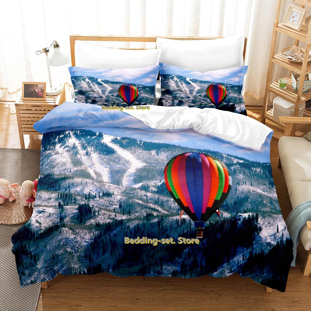 Comforter Air Balloon Bedding Set Single Twin Full Queen King Size Bed Set Adult Kid Bedroom Three-Piece Suits 3D Anime Bed Sheet