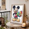 Disney Mickey Series Pearl Inlaid Frameless Art | Creative Rainbow Puzzle Heart | Modern Wall Decor for Adult Lounge & Living Space