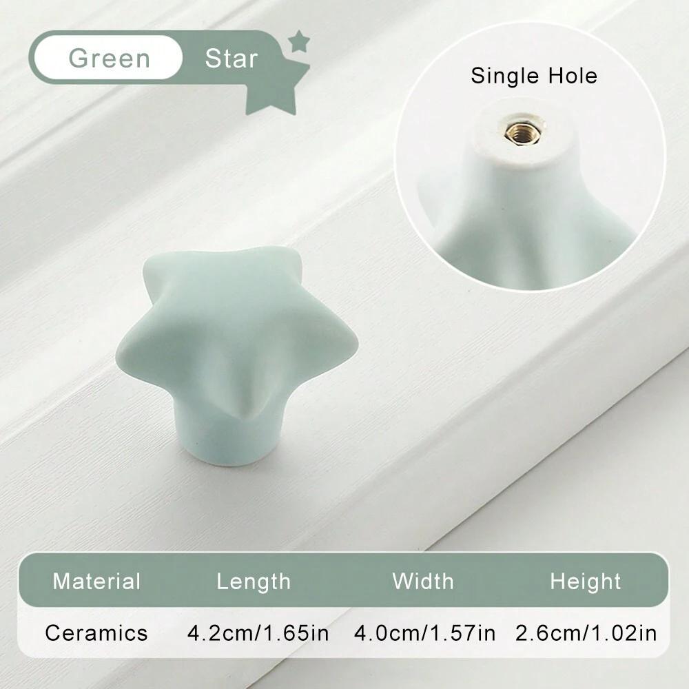Children's Room Cabinet Knobs Ceramic Cabinet Handle Cartoon Clouds Star Cabinet Wardrobe Drawer Pull Handles for Kids Room