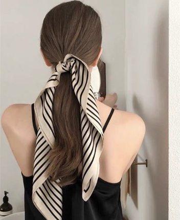 Keep Korean retro foreign style color scheme spring and autumn small square scarf silk scarf women's scarf versatile trench coat shirt decorative scar