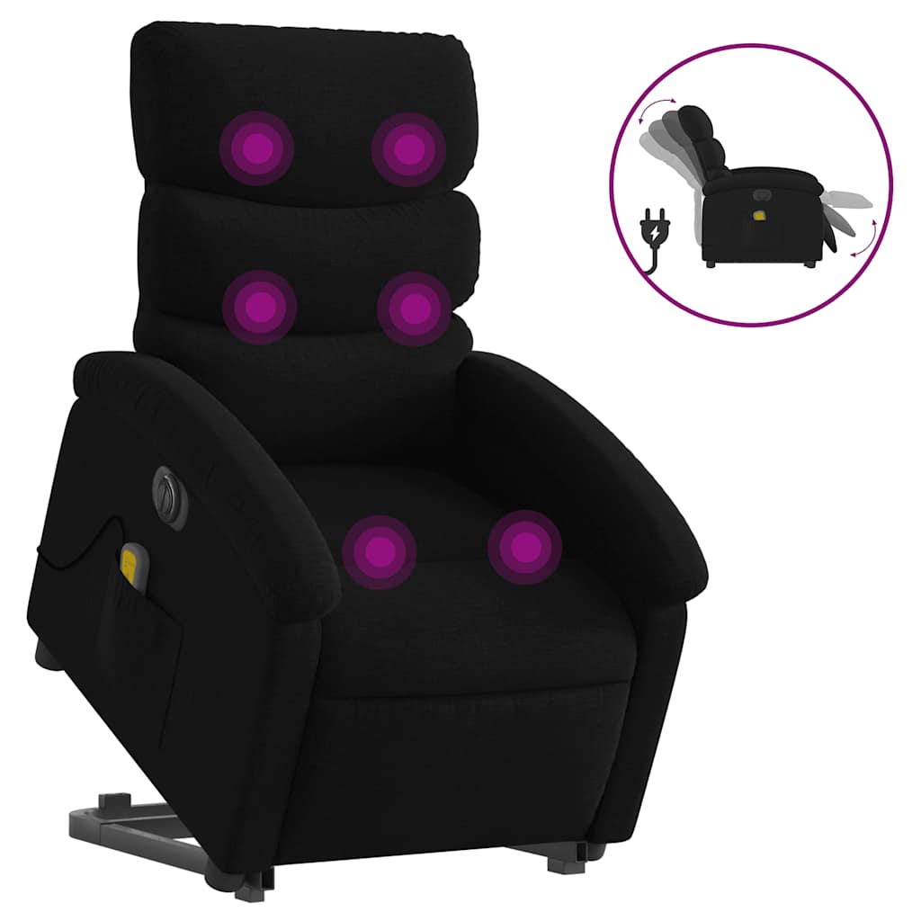 Vidaxl Lift-Up Massage Chair, Electric, Reclining, Black