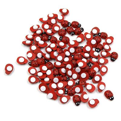 100 Stück Mini-Marienkäfer aus Holz, selbstklebende Aufkleber, bemalt, für Kinder, DIY-Bastelarbeiten, Märchengarten, Figur, Miniatur, Heimdekoration