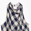 Summer New French Temperament Small Plaid Hanging Sleeveless Neck Irregular Dress