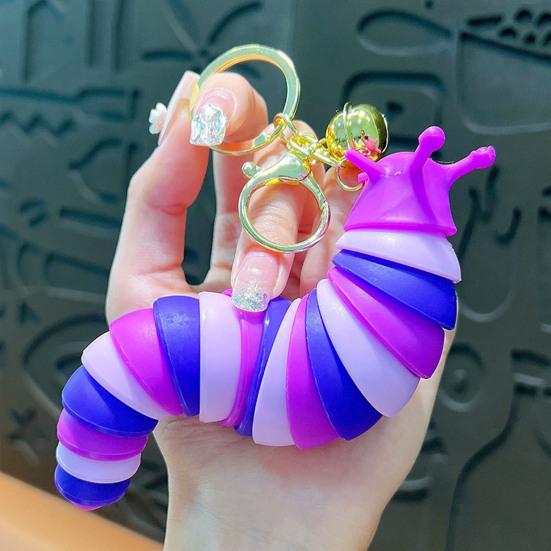 Keychain Pendant Stress Relief Squeeze Toy 3D Slug Fidget Spinner Anxiety Reduction Flexible Sensory Key Chain