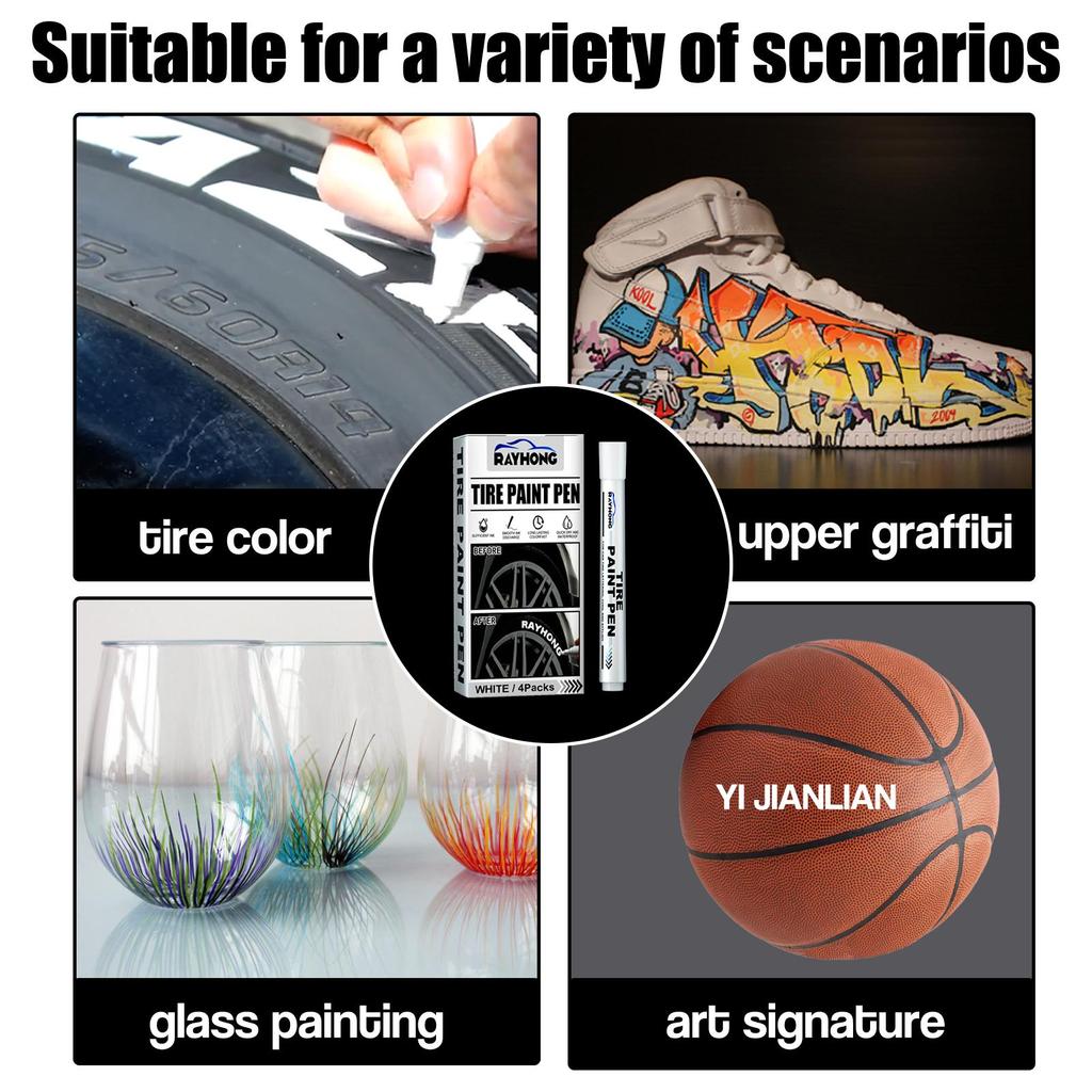 4er-Pack Reifenmalstift Auto Reifen Buchstabenstift Dekoration Modifikationszubehör Graffiti Nachzeichnen Reifenmarkierungsstift