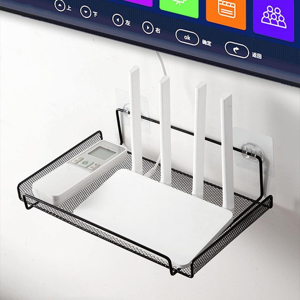 Router Wall Hanging Shelf Projector Shelf Wall Mount Floating Shelves Punching-Free Storage Rack for Bedroom Living Room