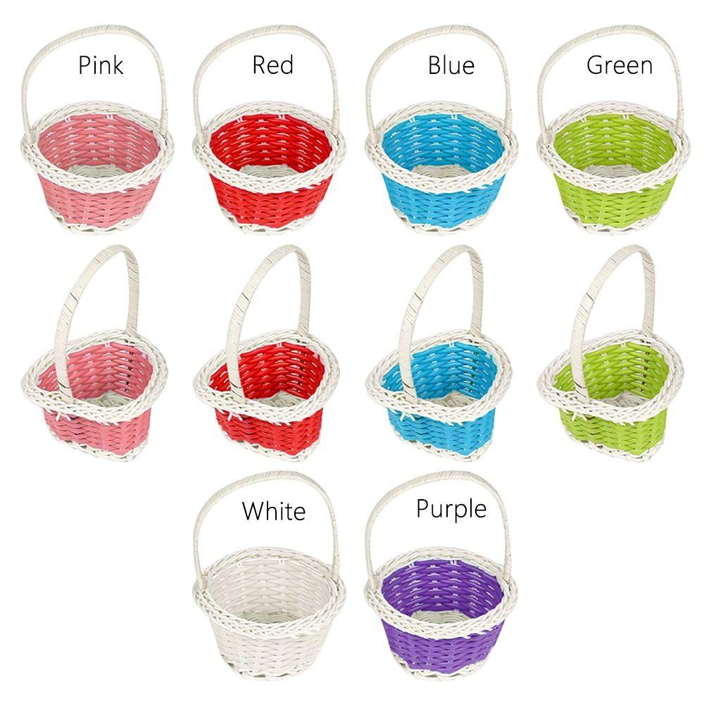 Rattan Gewebter Blumenaufbewahrungskorb Rund/Herzform Weidenblumenkorb Für Pflanze Zuhause Hochzeit