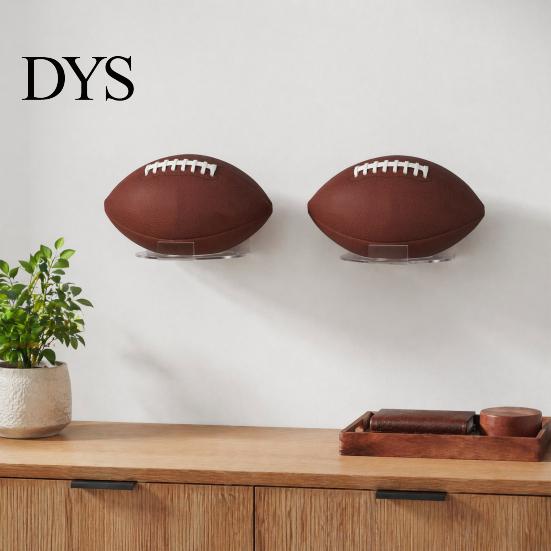 Wall Mounted Sports Display 2 Pcs Acrylic Ball Holder, Mount Clear Basketball Football Rack, Rugby Accessory Storage Rack Heavy-Duty Hanger,