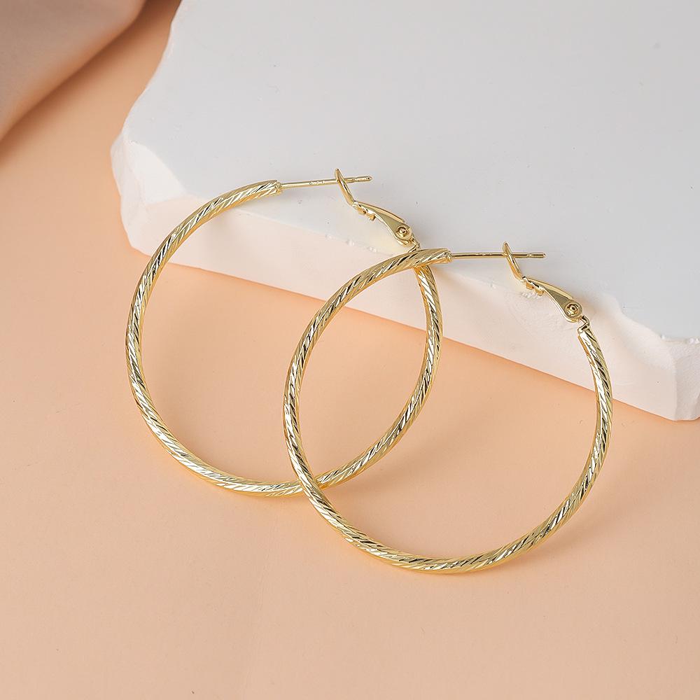 S925 Silver Needle Large Hoop Earrings for Women - Light Luxury Ear Studs, Niche Design, Exaggerated Square & Round Face Plain Hoops