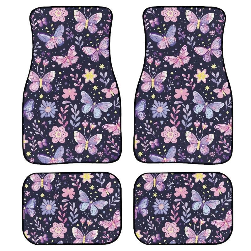 Butterfly Full Print Car Floor Mat Four-Piece Floor Mat Car Truck Universal