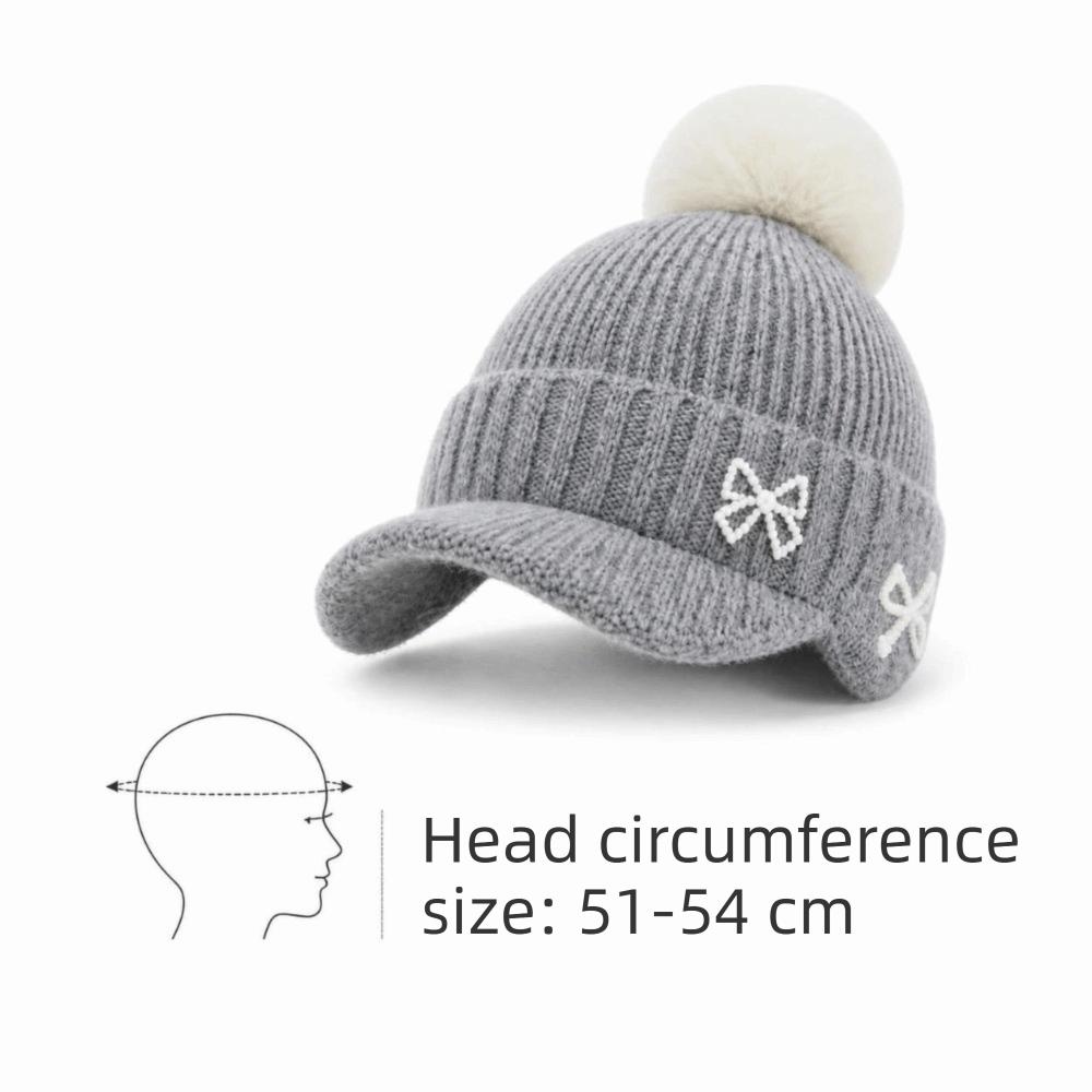 Adjustable Kids Baseball Cap Thickened Beanie Cap Cute Knitted Hat With Brim Winter