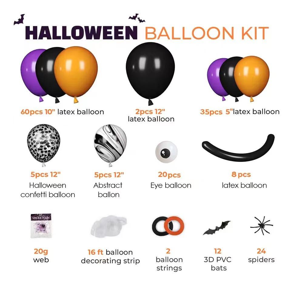 

Хэллоуин Паучий Глаз Воздушный Шар Хэллоуин Набор для Украшения Вечеринки Хэллоуин Арка из Воздушных Шаров Венок Набор Set as shown