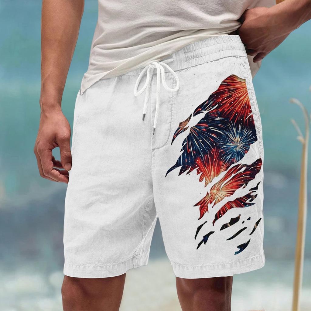 Męskie letnie, duże, swobodne, luźne spodnie sportowe, szorty plażowe