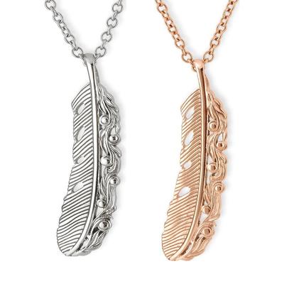 Hawaii Schmuck Paar Halskette Edelstahl Feder Federflügel Wasserzeichen Design Anhänger Silber Roségold Gelbgold Accessoires Rose