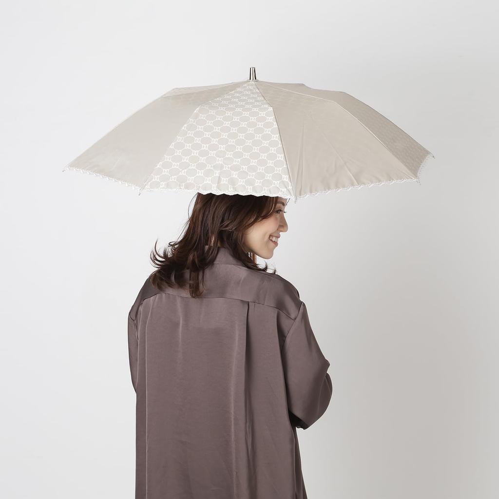 DAKS Folding Sun Rain and Heat Light Made in Rain Easy Jacquard Beige [Moonbat] Umbrella, Parasol, Umbrella, Shine, Shielding, 100% Blocking,