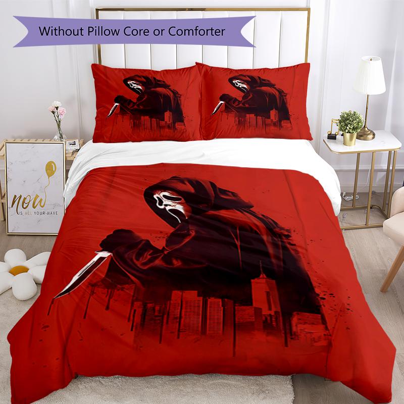 3pcs Halloween horror Bedding Set Duvet Cover Closure Includes 1 Duvet Cover & 2 Pillowcases, Soft and Comfortable for All Seasons.