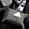 Car Tissue Box Leather Car Center Console Armrest Napkin Box Sun Visor Backseat Tissue Case Car mounted paper box tissue box