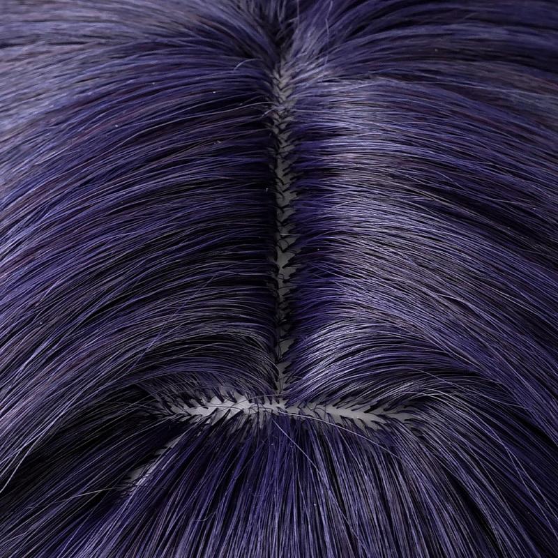 Scaramouche Cosplay Wig 35cm Blue Purple Black Mixed Color Wigs Heat Resistant Synthetic Hair