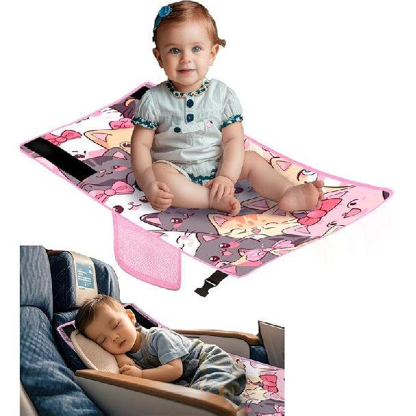Кровать-самолет для малыша - Расширитель сиденья самолета для детей, Дорожная кровать для малыша, Необходимые вещи для путешествия на самолете для детей, Детская дорожная подставка для ног розовый