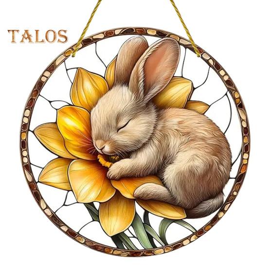 Easter Pendant Hanging Decoration with Lanyard Easy To Hang Rabbit Pattern Design Wide Application Window Acrylic Pendant